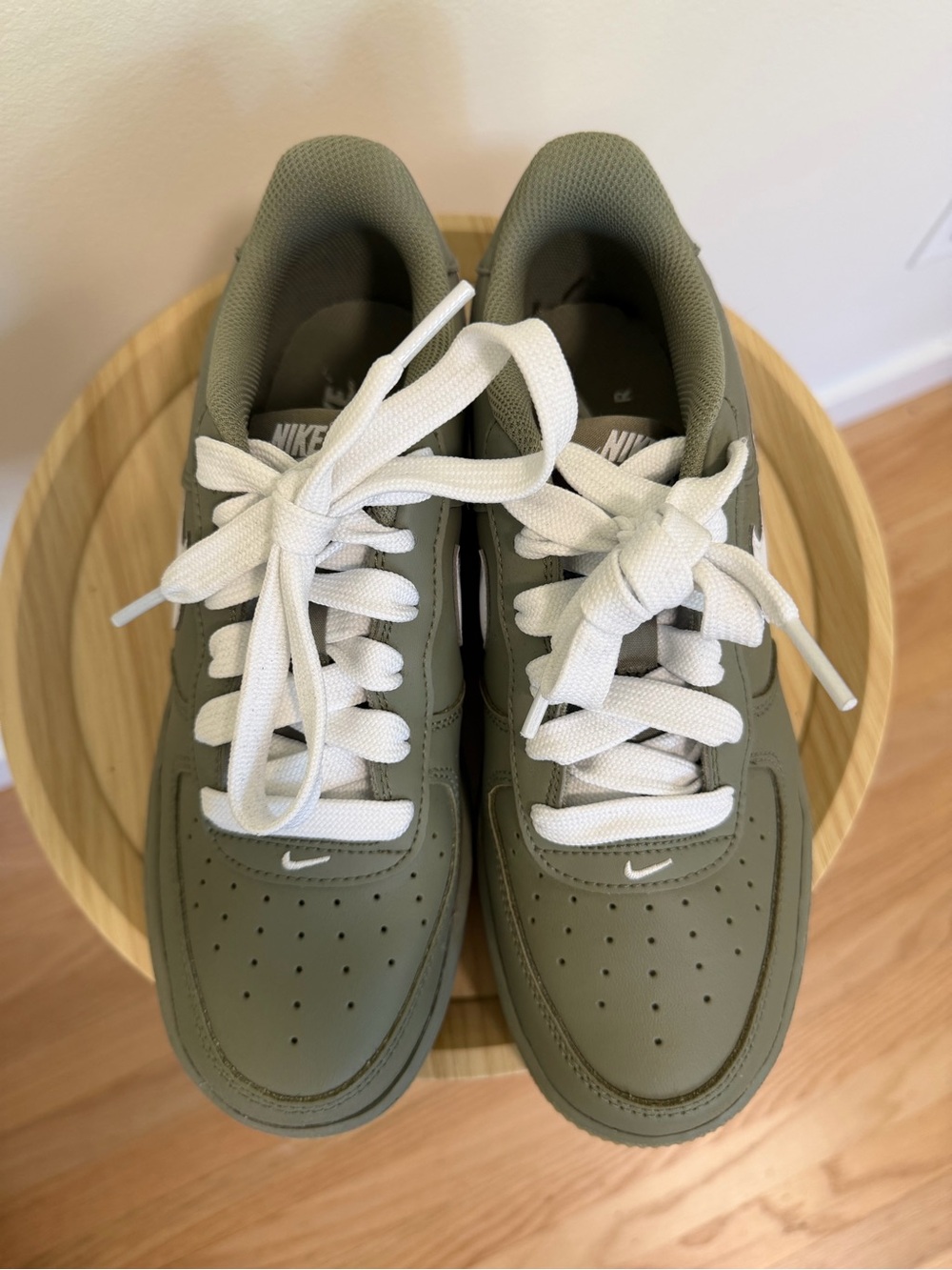 Nike Olive Green Low-Top Sneakers with White Swoosh